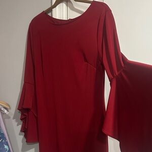 Red Haute Vibrant Red Long Sleeve Dress